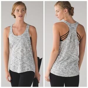Lululemon Salute the Sun Singlet II Racerback Tank Tiger Space Dye Black White